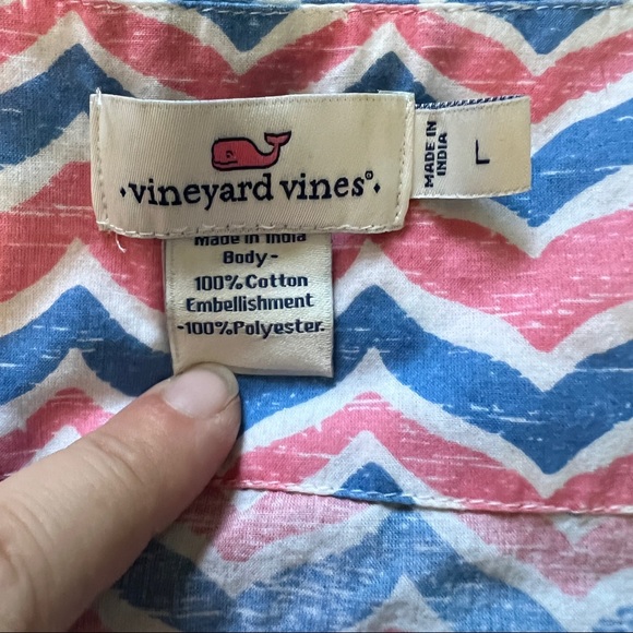 Vineyard vines cotton cover up beach dress whales tails chevron pink blue large - Picture 8 of 8